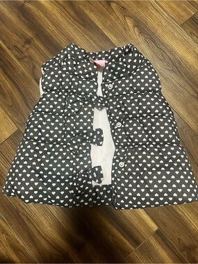 Nannette Girl 12 Month Infant Girl Heart Polka Dot Puffer Vest with Bows